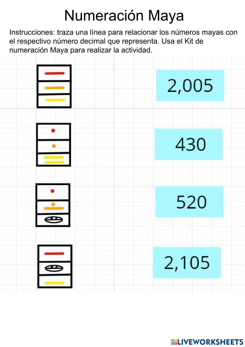 Numeración Maya interactive exercise Live Worksheets