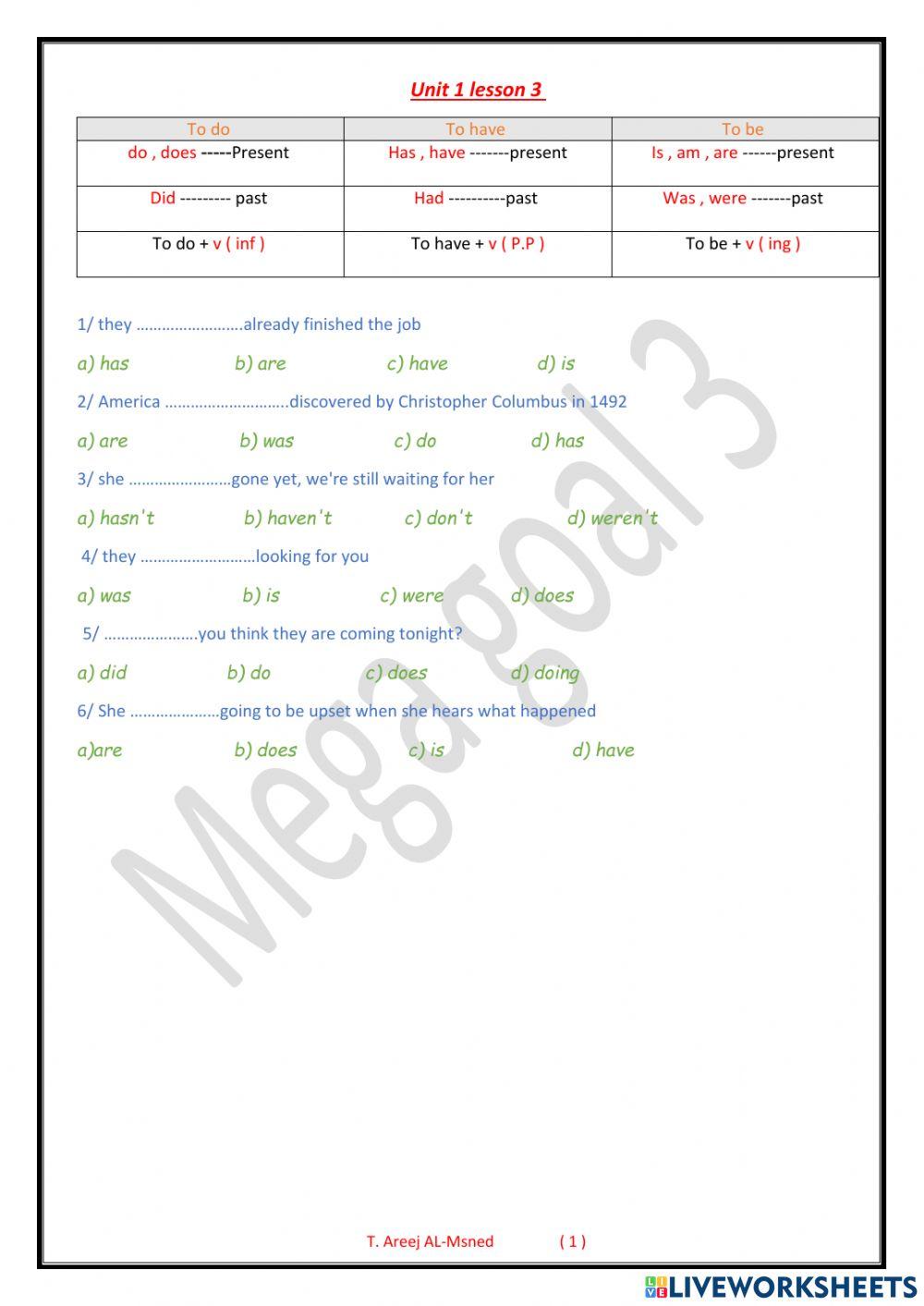 Mega 3 - unit 1 lesson 3