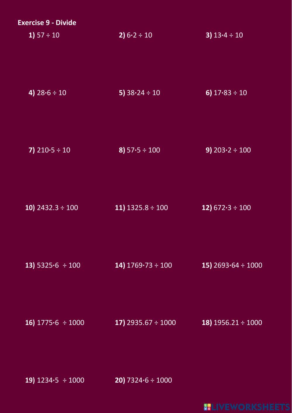 L3 dividing decimals