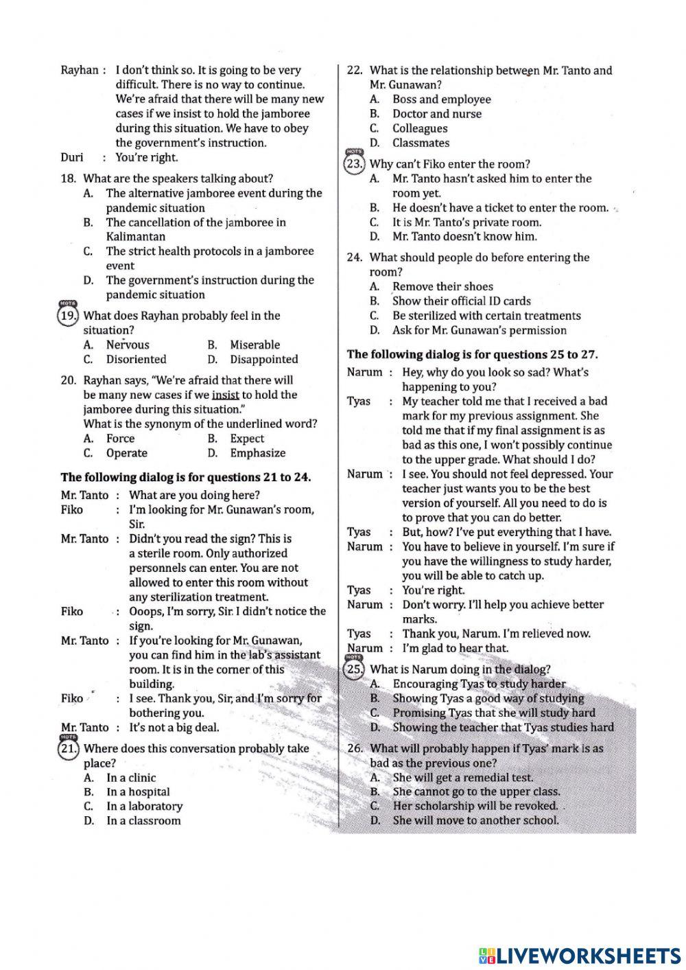 Latihan PTS1 Bahasa Inggris 8A 1 2022-2023