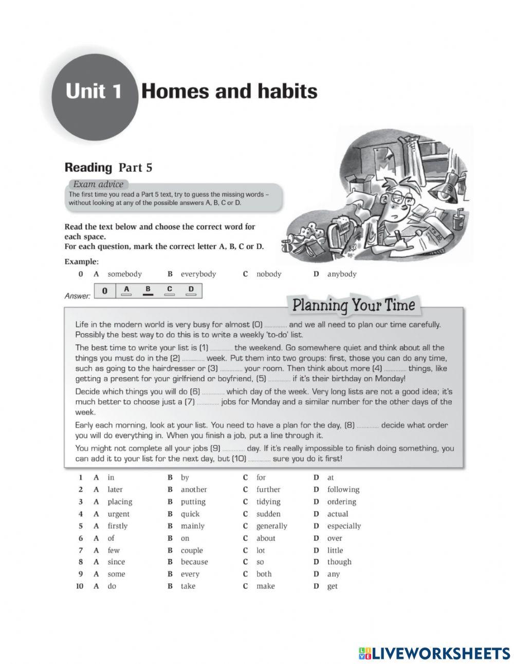 PET-Unit1-Home and Habits