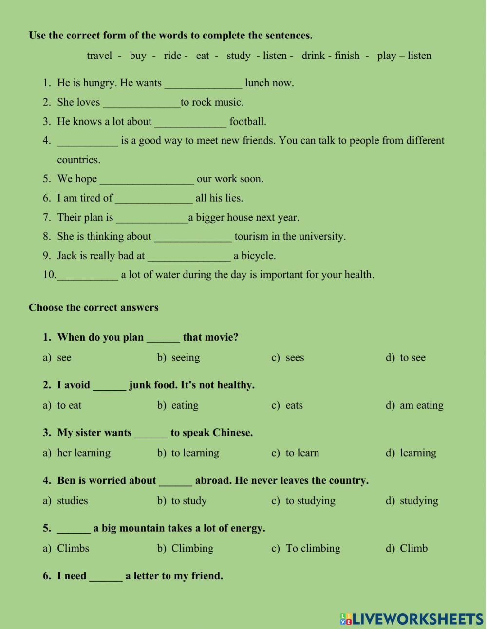 Infinitives and gerunds