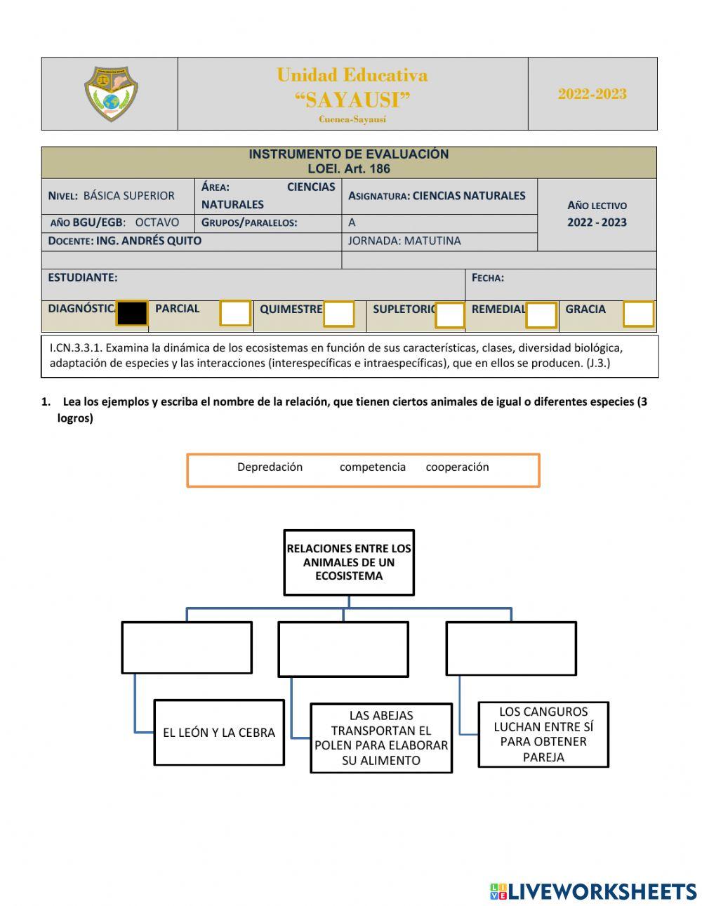 Diagnóstico Ciencias Naturales 8