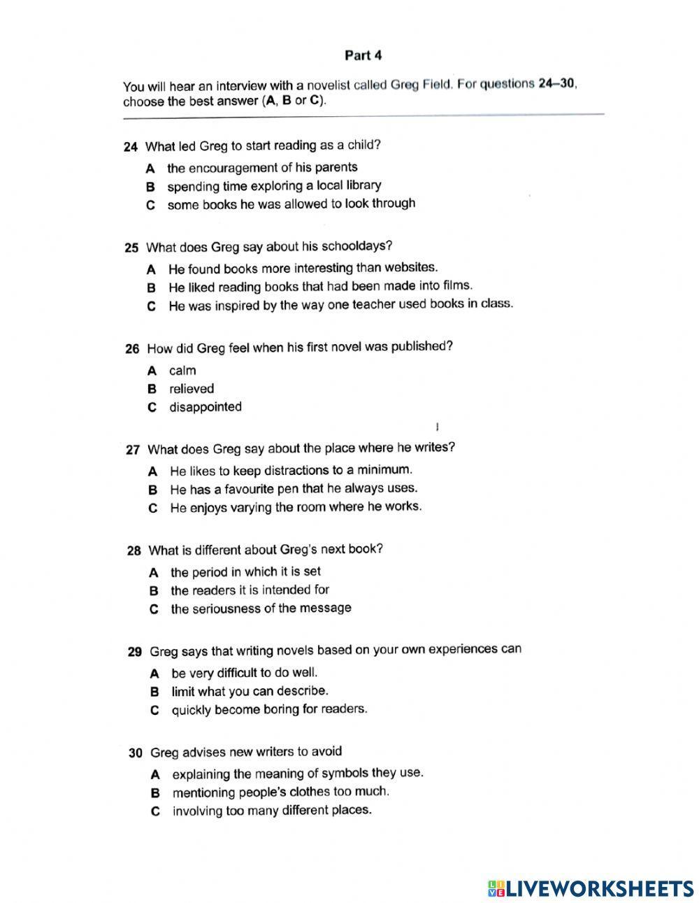 Practice Test Plus - Test 4 Listening Paper