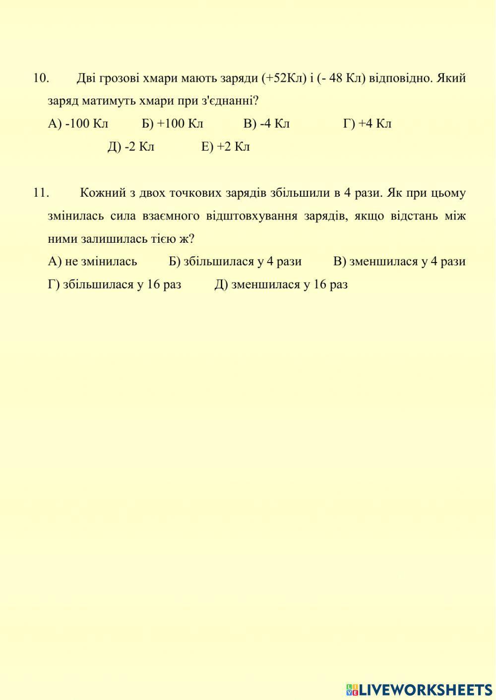 Електрична взаємодія. Закон Кулона