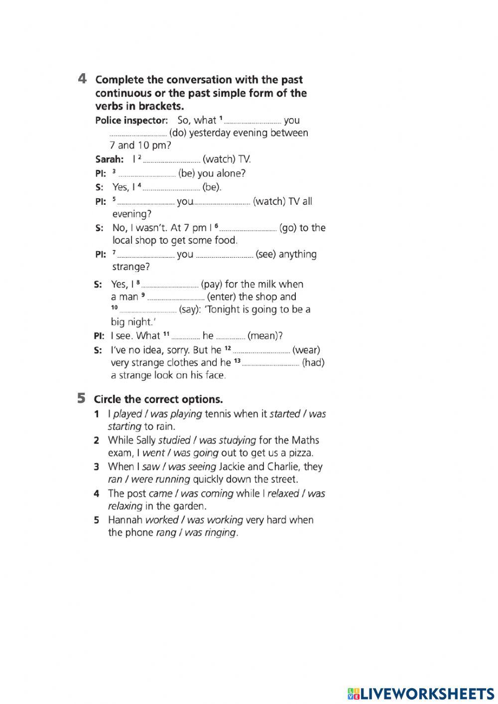 Past simple vs past continuous