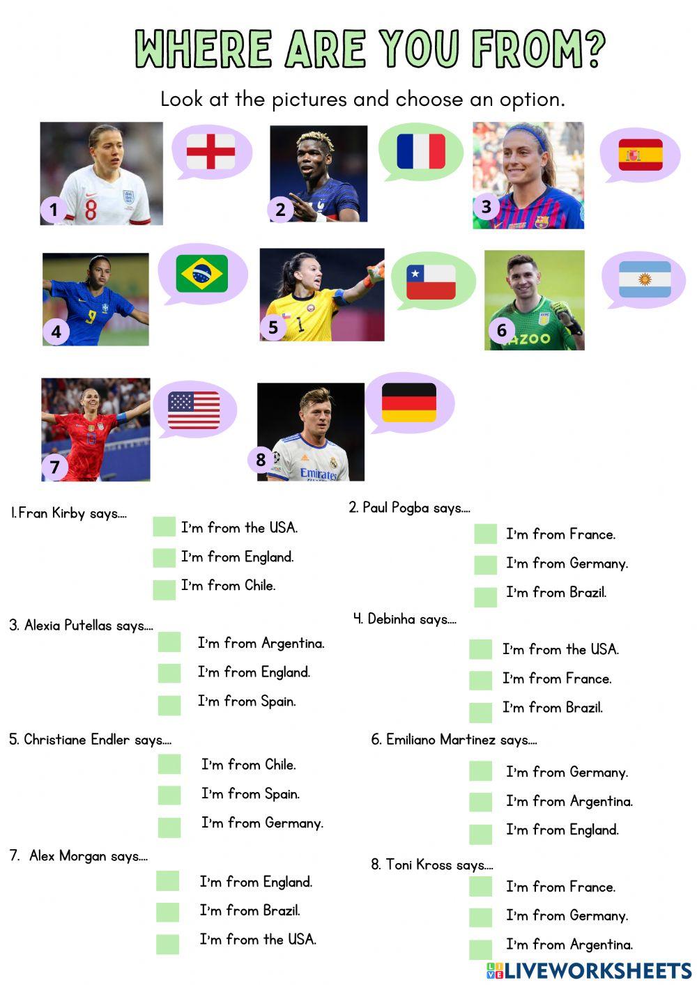Multiple choice: countries worksheet Live Worksheets