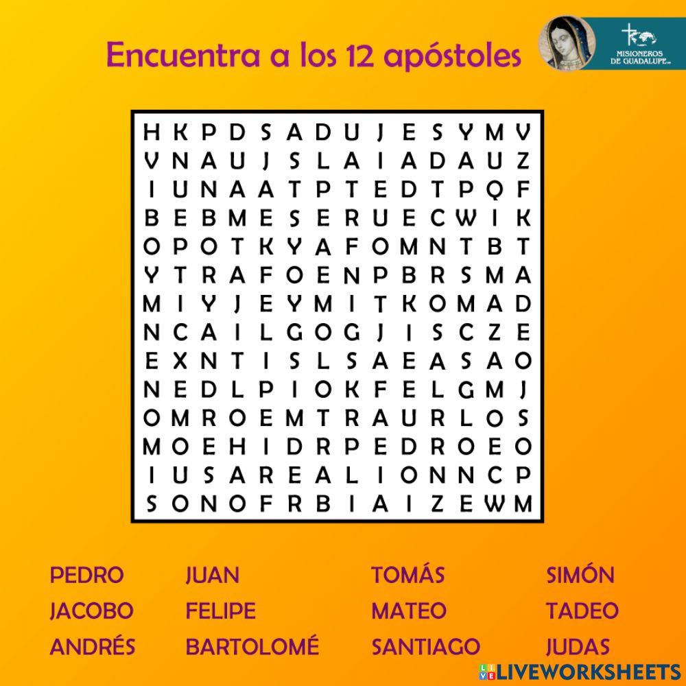 Sopa de Letra de los 12 Apóstoles