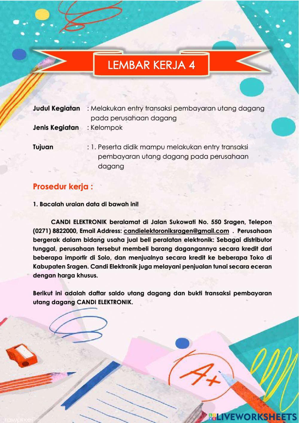 LK 4 - Entry transaksi pembayaran utang