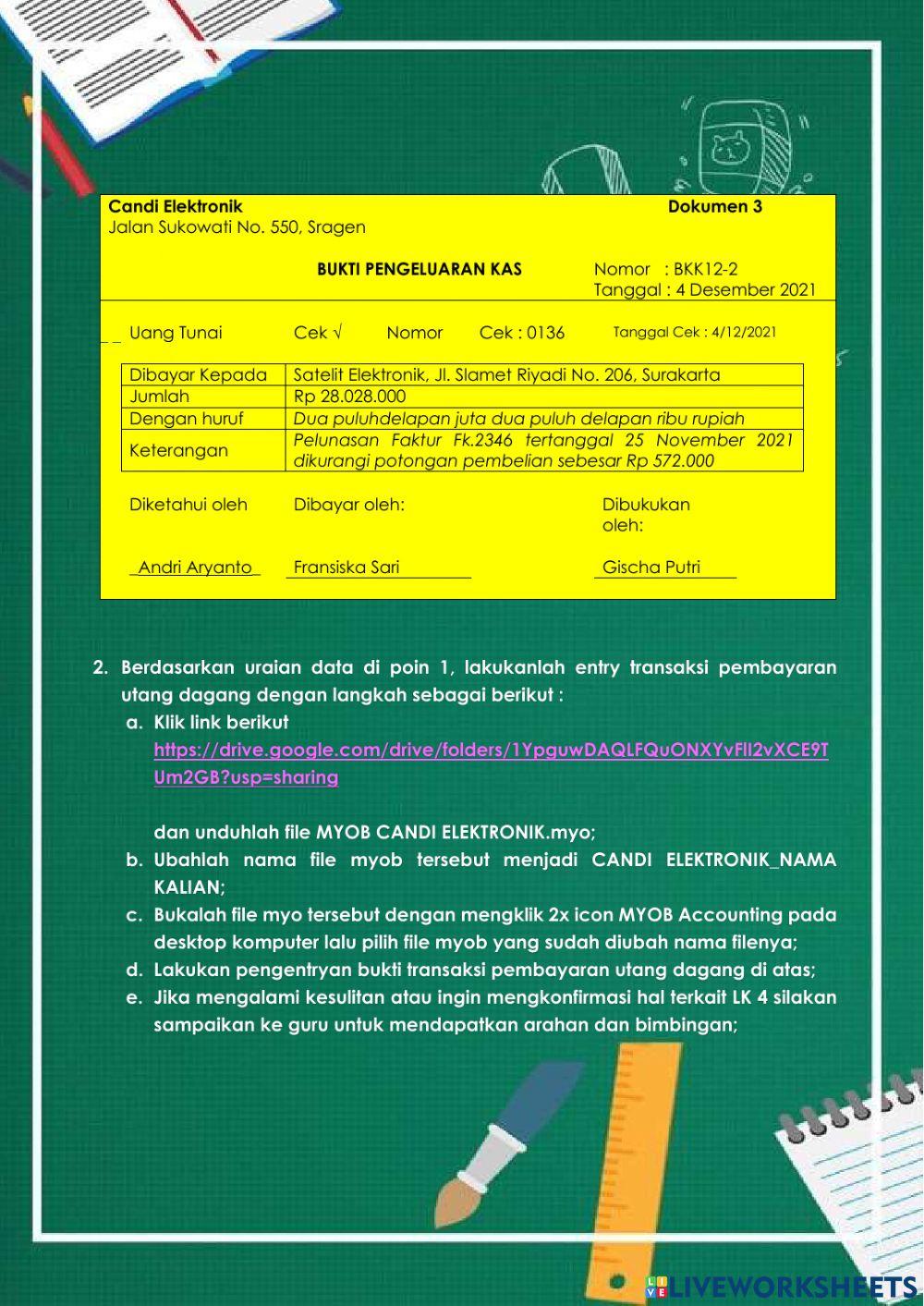 LK 4 - Entry transaksi pembayaran utang