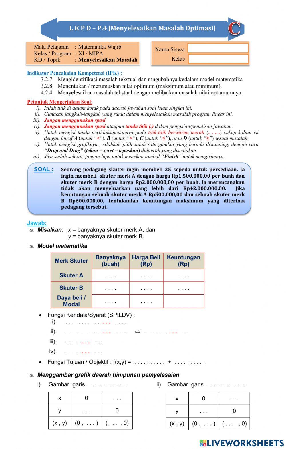 LKPD Menyelesaikan Masalah Optimasi