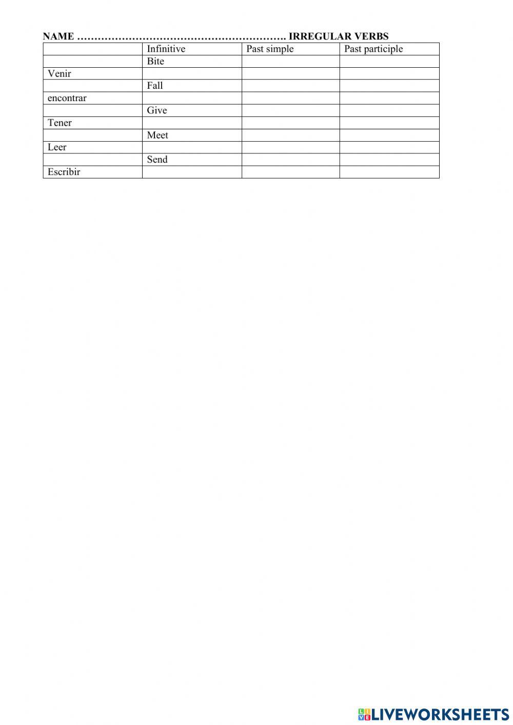 Irregular verb test 1-4
