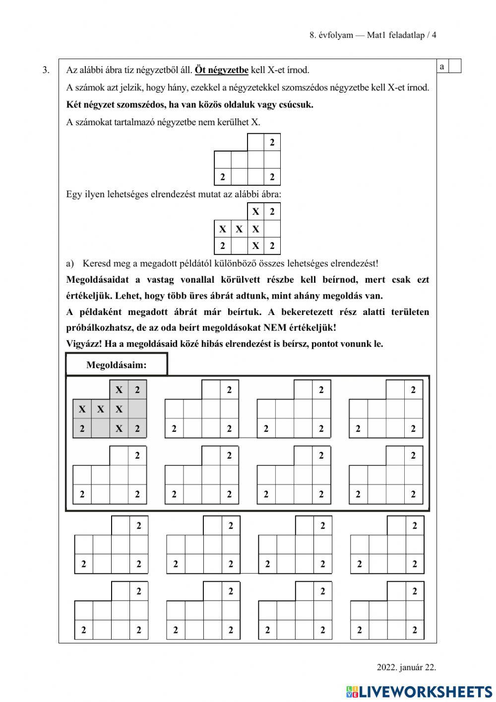Felvételi feladatok 2022