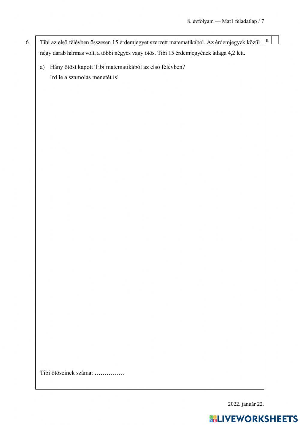 Felvételi feladatok 2022