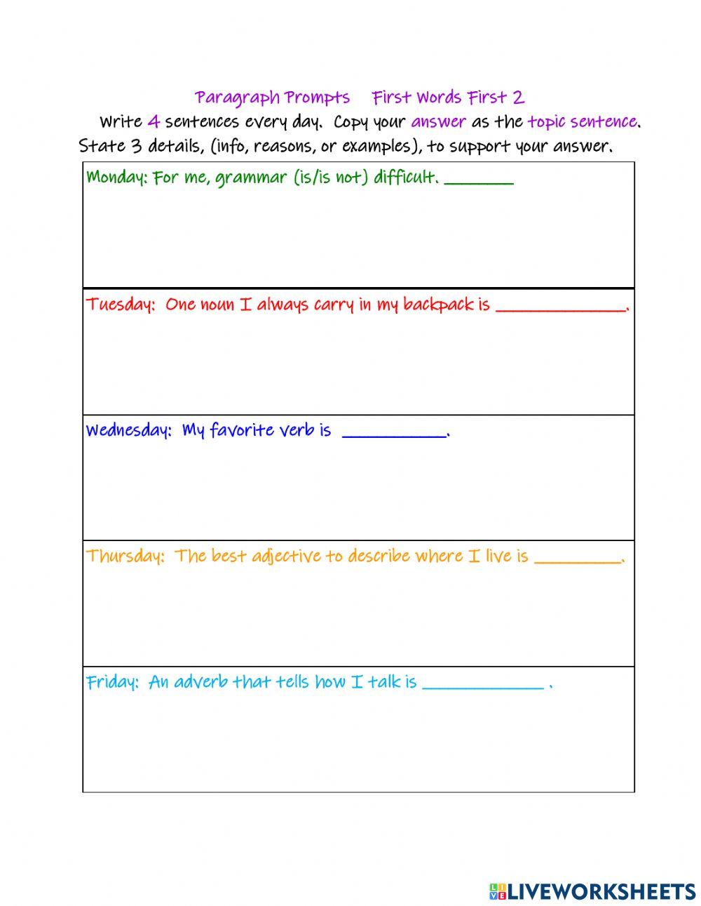 Paragraphs First Words First 2