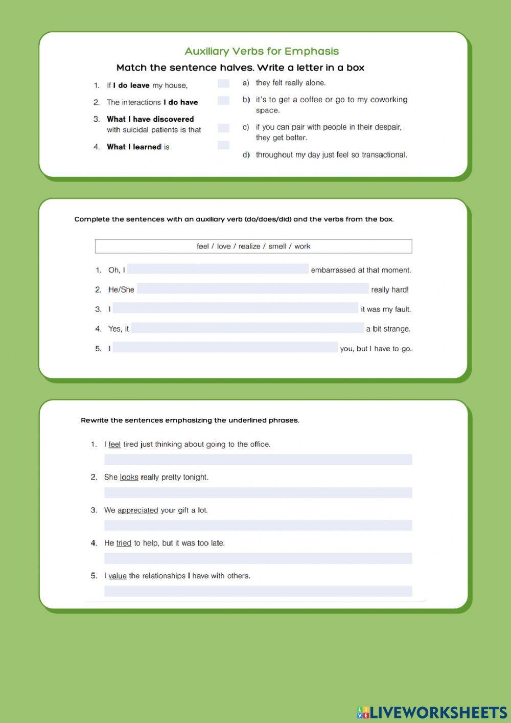 Auxiliaries for emphasis