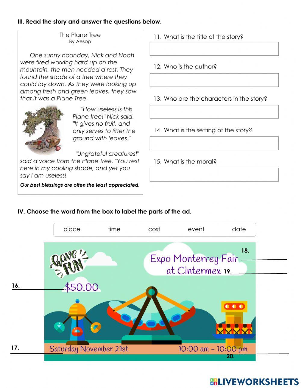 Diagnostic Exam   4th grade