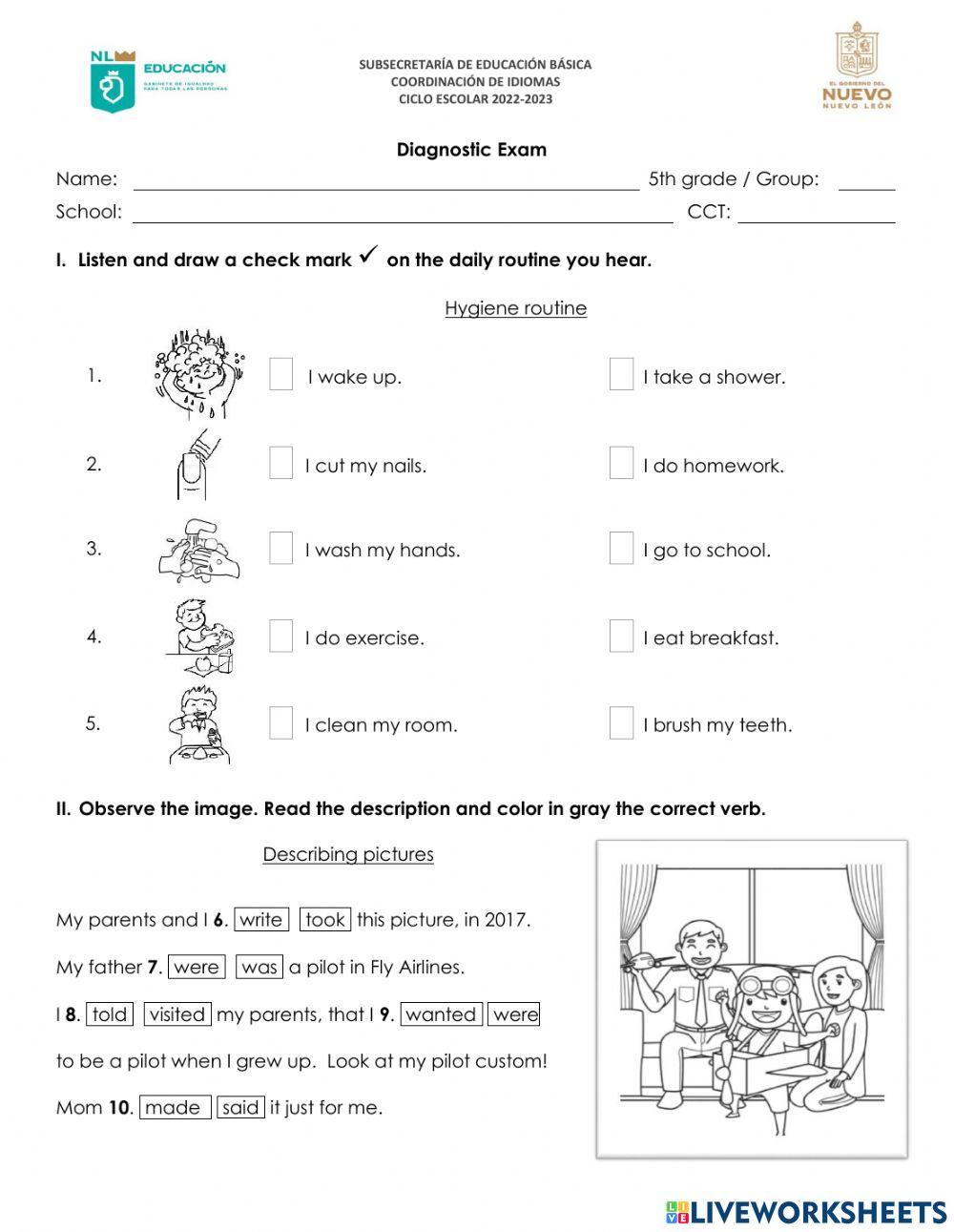 5th grade Diagnostic exam
