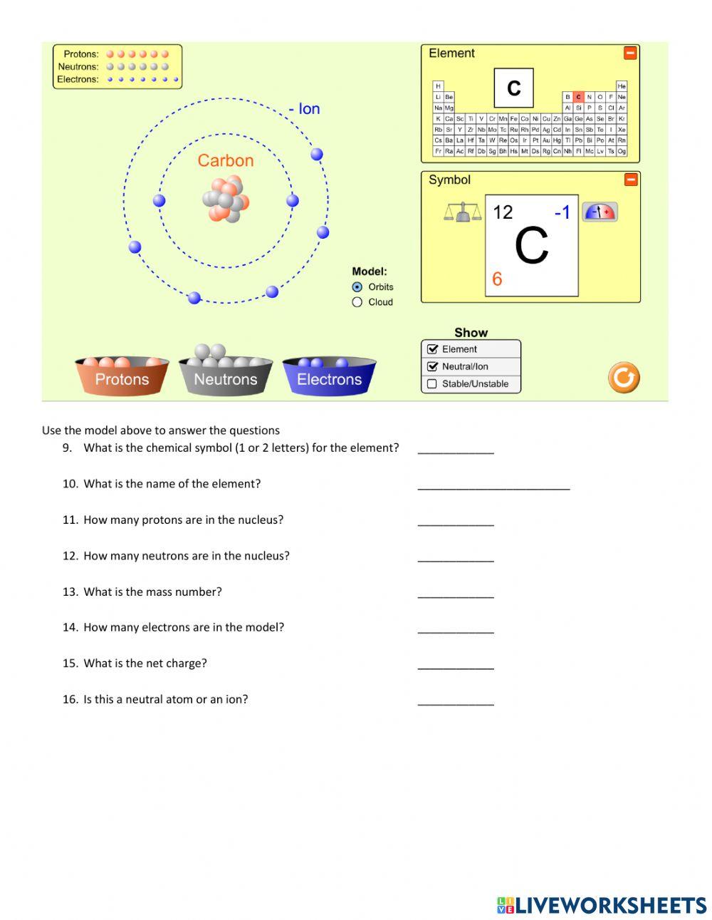 Structure of matter review worksheet Live Worksheets