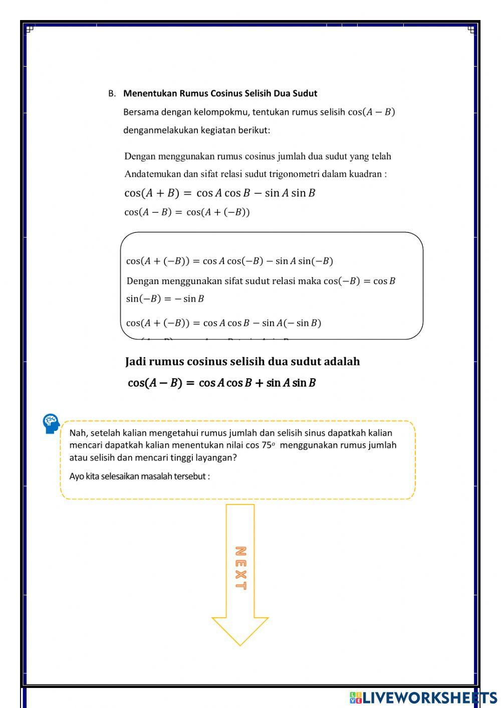 RUMUS COSINUS SMANSA SIMBA