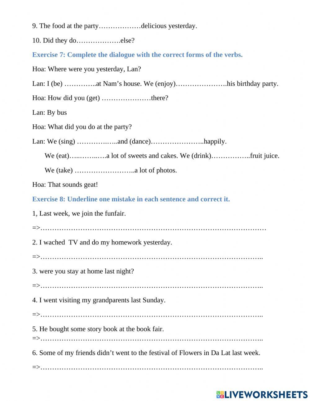 Tiếng Anh 5 Unit 4: Did you go to the party?