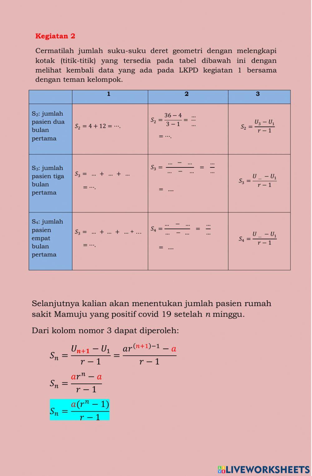 Barisan dan deret geometri Barisan dan deret geometri