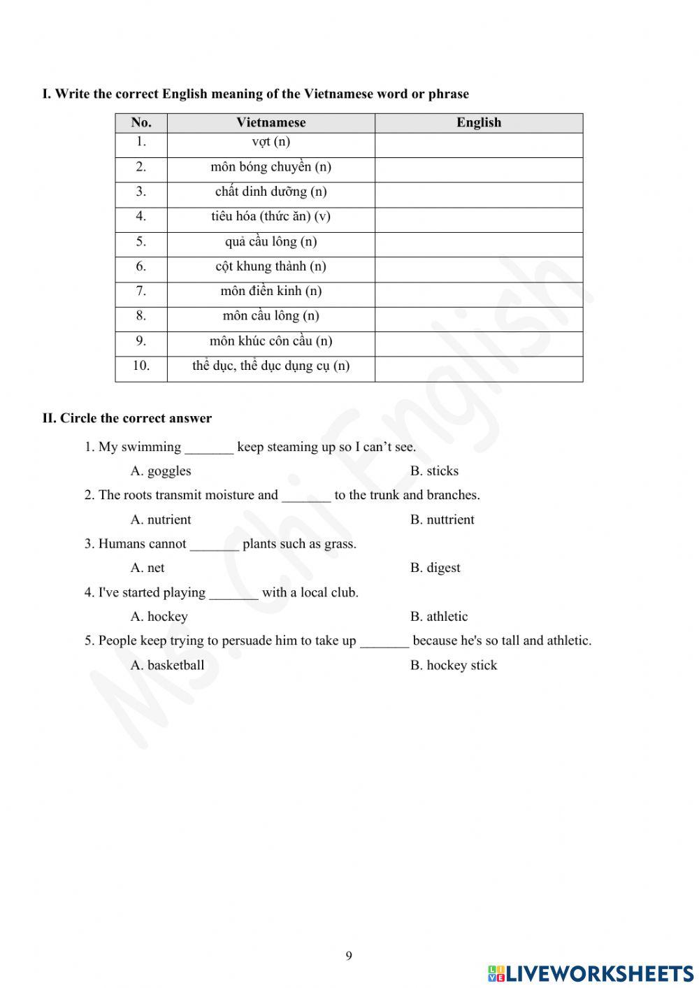 Foreign Teacher-S6-WEEK 5-U2-VOCAB 2