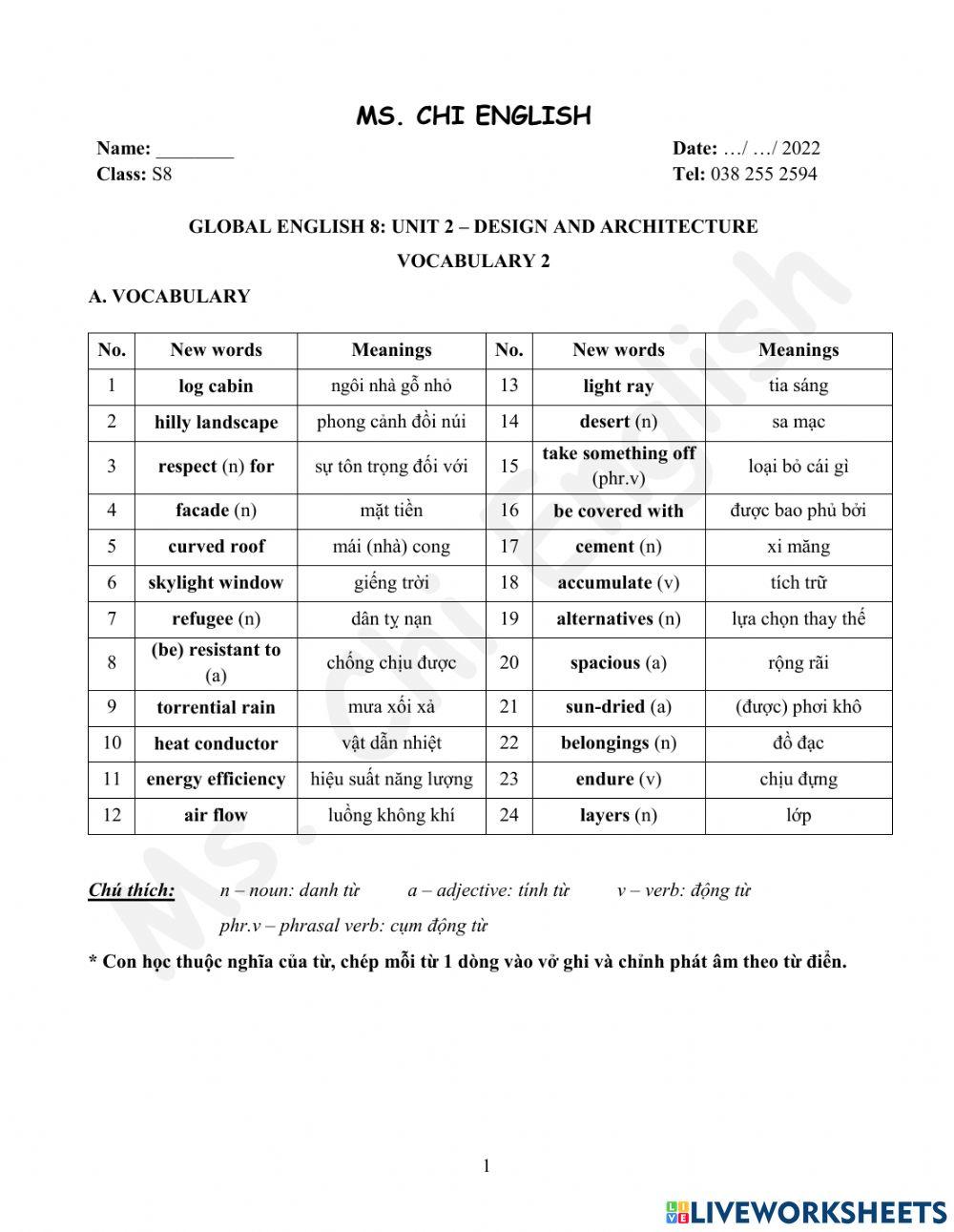 Foreign teacher-S8-W5-U2-Vocab 2