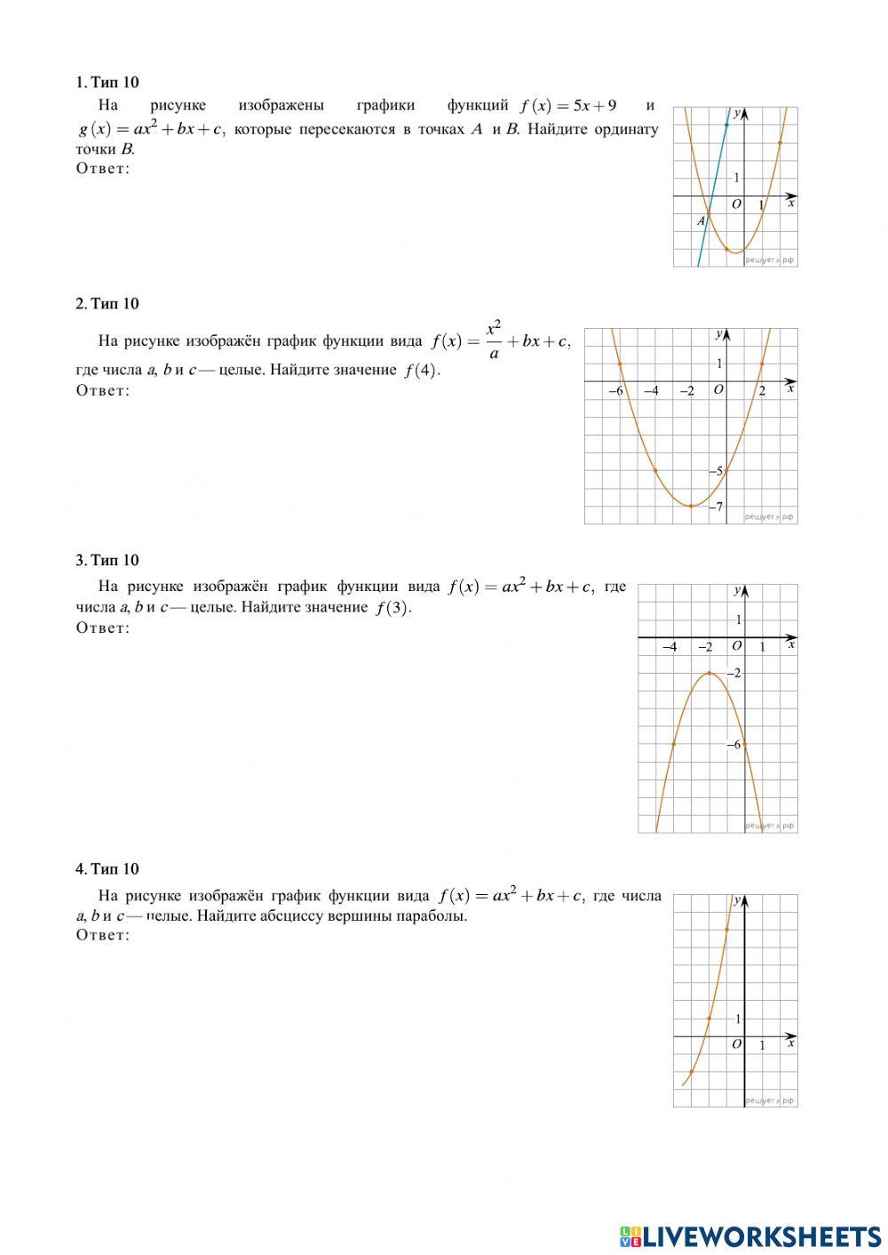 Профиль. Задание 10 (Параболы)