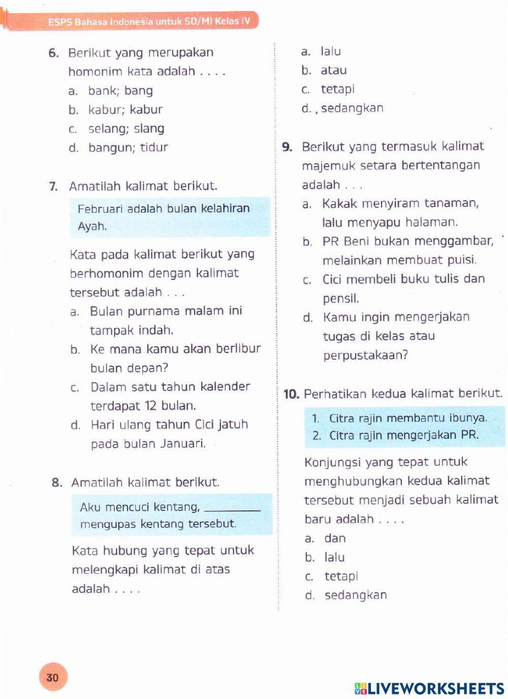 Latihan Soal Bahasa Indonesia CP 1 dan CP 2