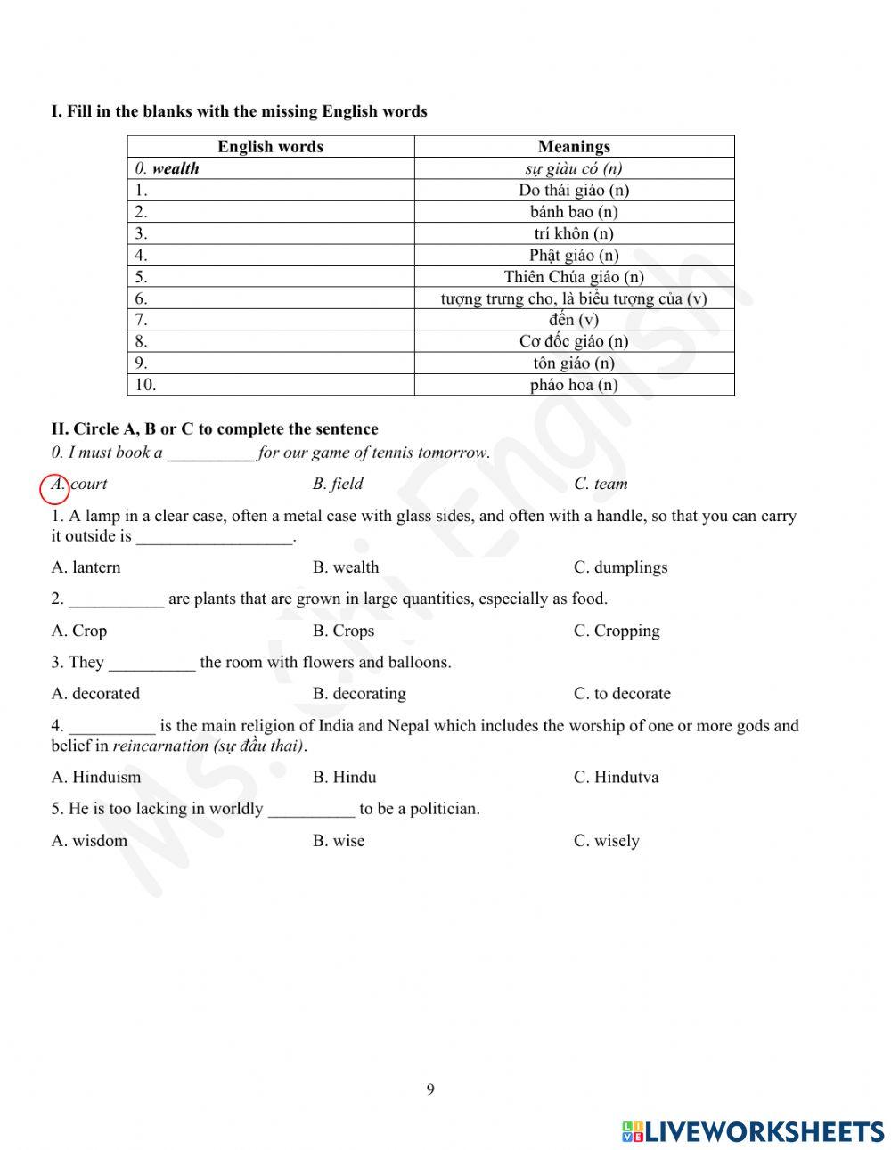 Foreign Teacher - S7 - Week 5 - U2 - Vocabulary 2