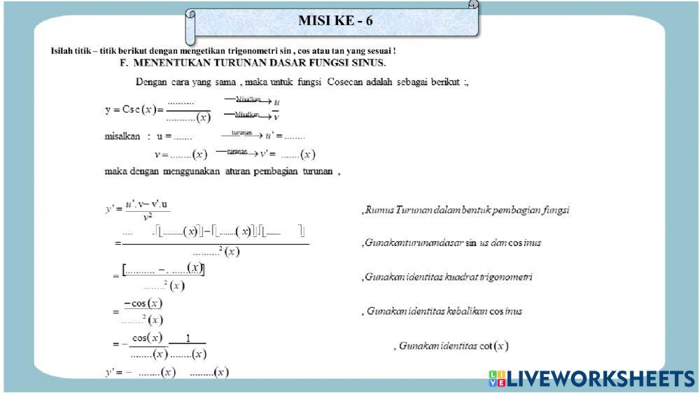 Misi 6 -turunan cosecan Misi 6 -turunan cosecan