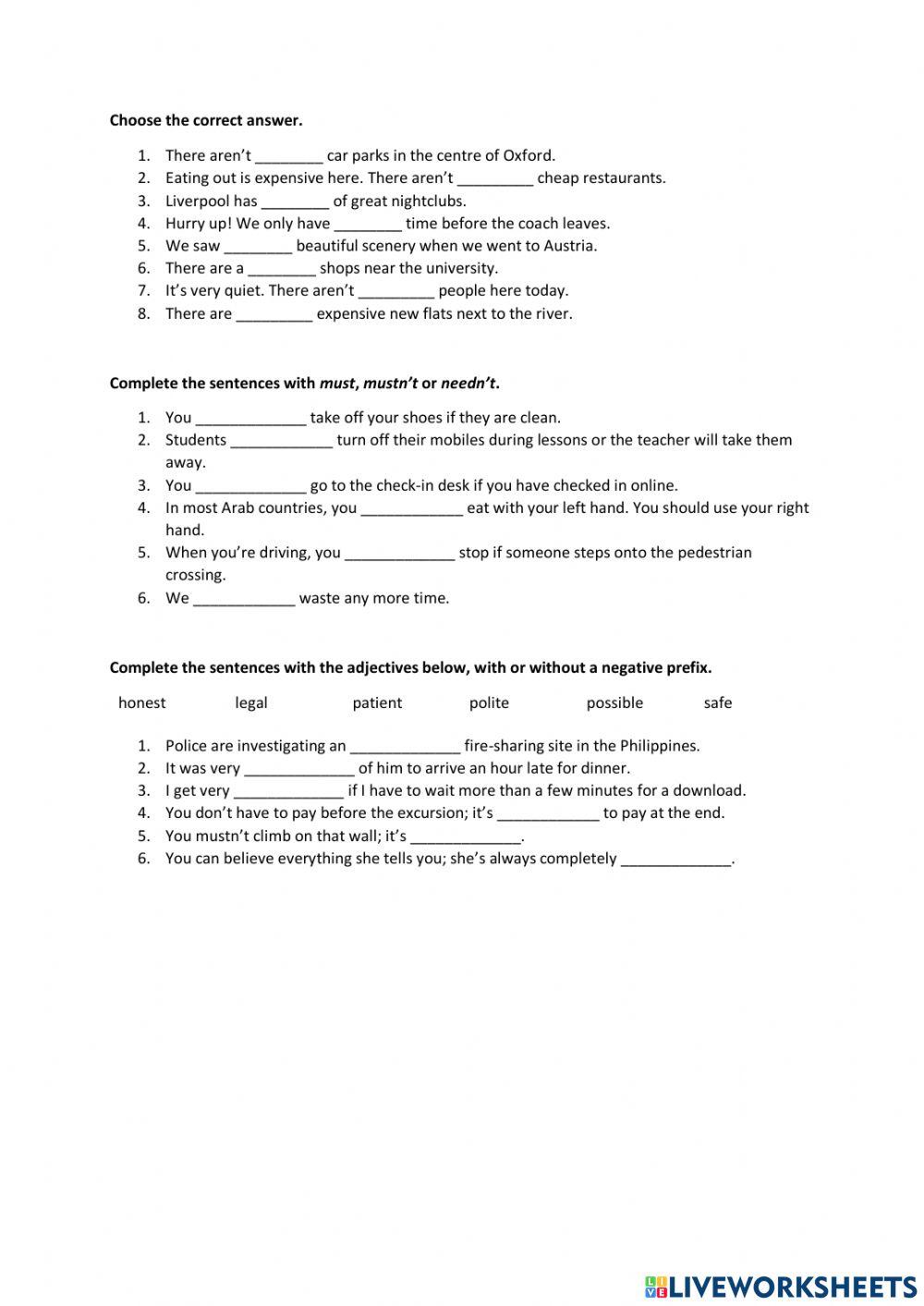 Pre-Intermediate Unit I-3 review