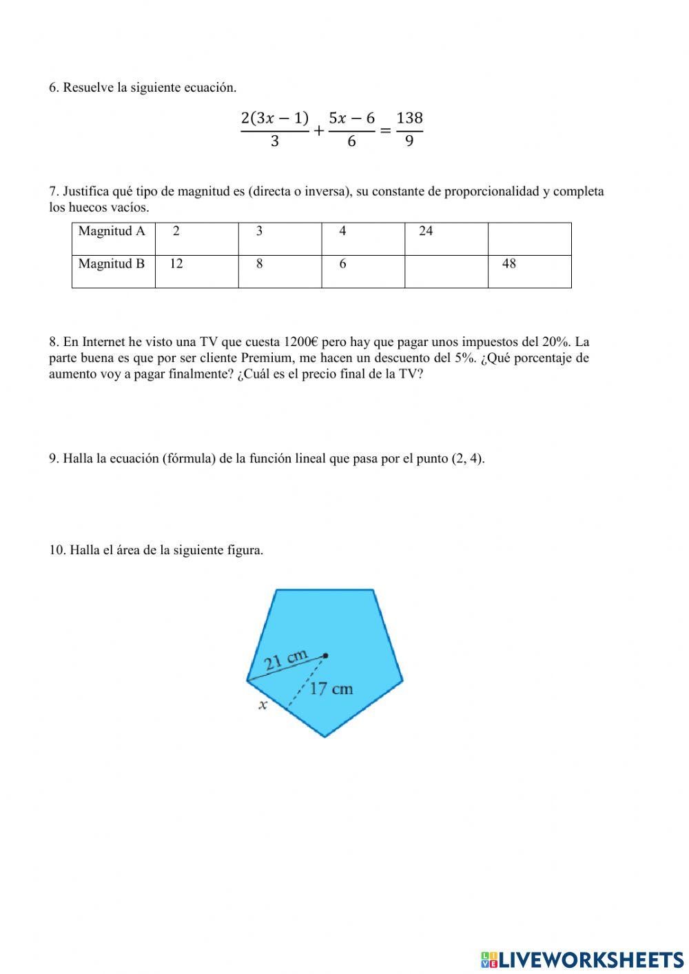 Prueba inicial2º eso matemáticas