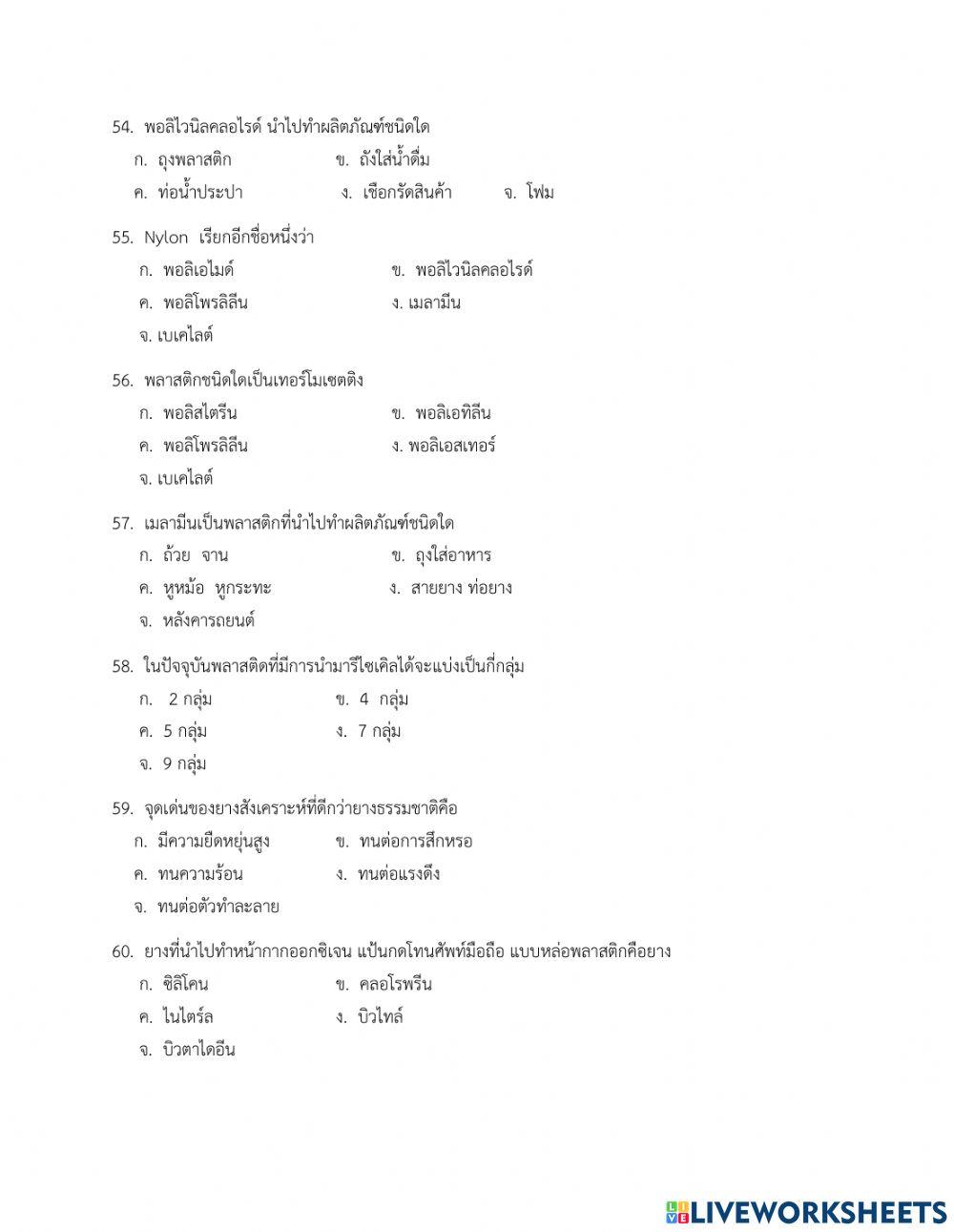 วิชา วิทยาศาสตร์งานธุรกิจและบริการ รหัสวิชา  30000 – 1308