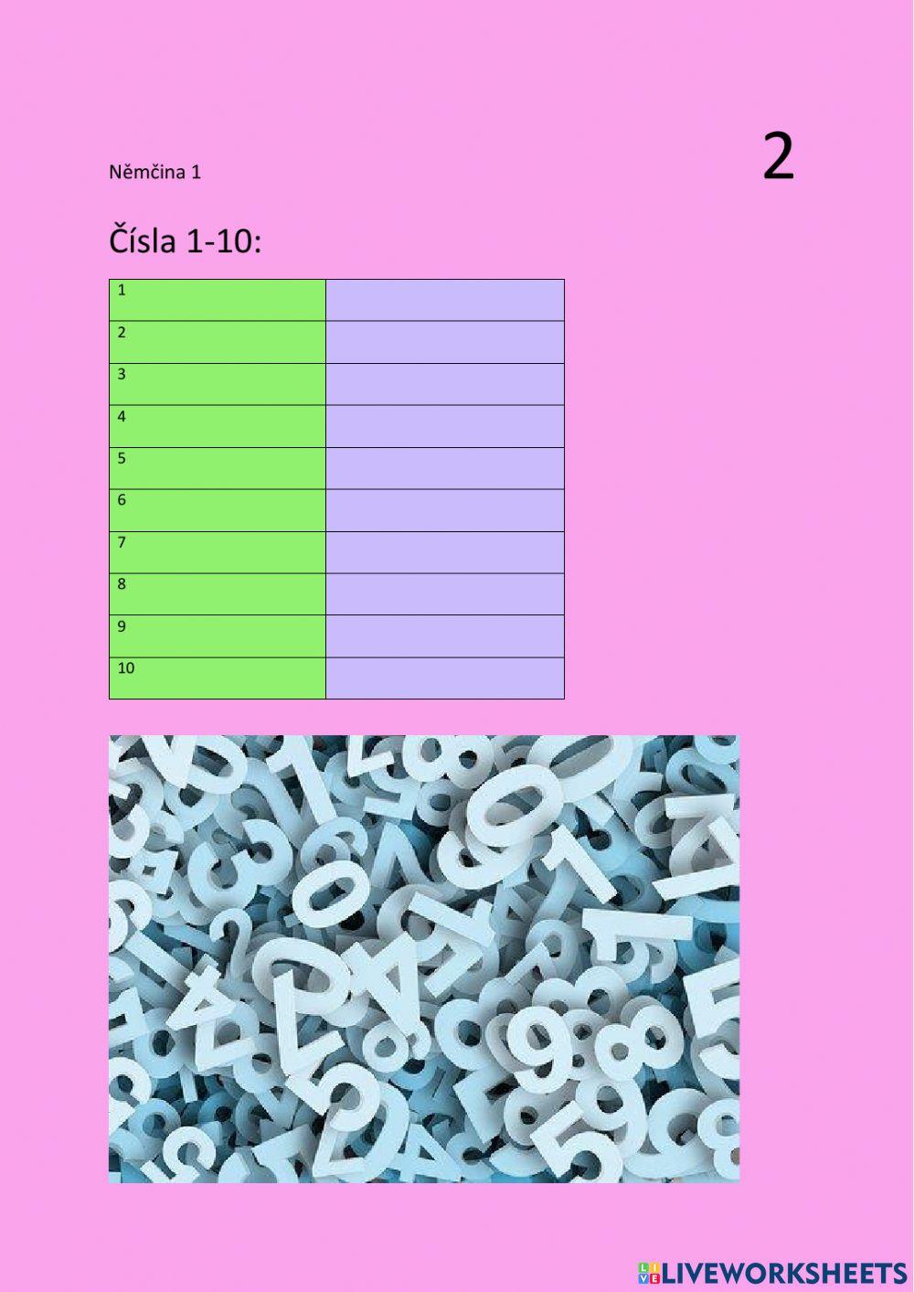 NEM 1 - Čísla 1-10 - psaní NEM 1 - Čísla 1-10 - psaní