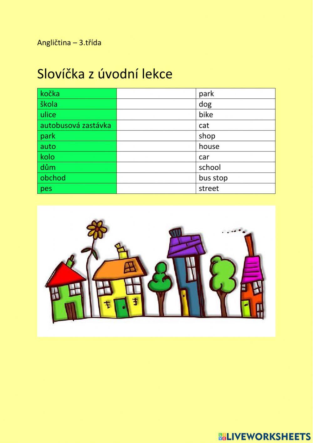 ANG 3 - Slovíčka z úvodní lekce - drag and drop ANG 3 - Slovíčka z úvodní lekce - drag and drop