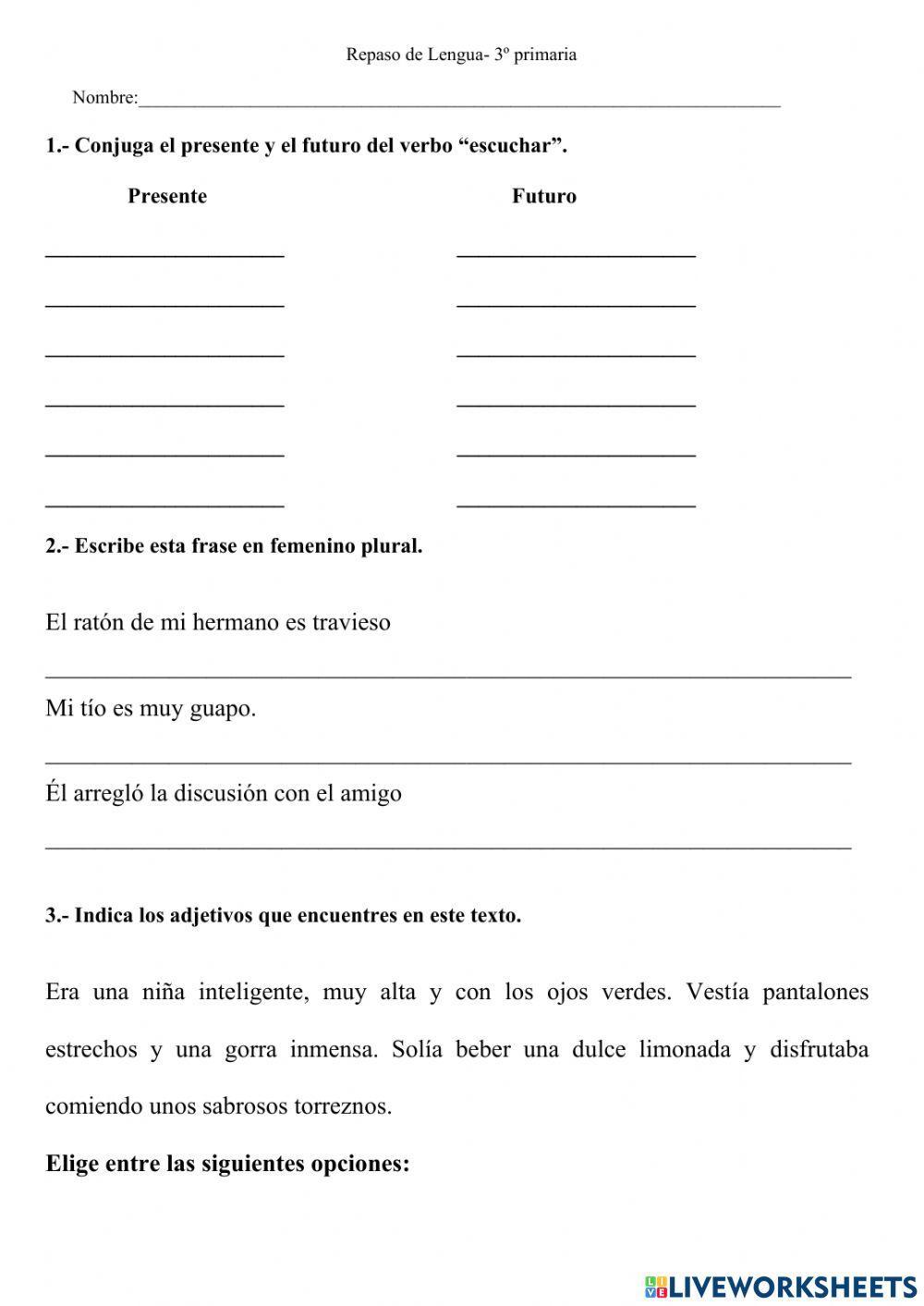 Repaso mínimos de Lengua