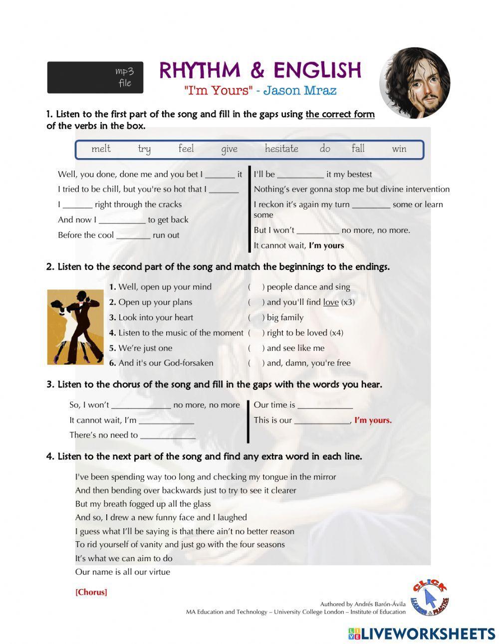 Song - I'm Yours (by Jason Mraz)