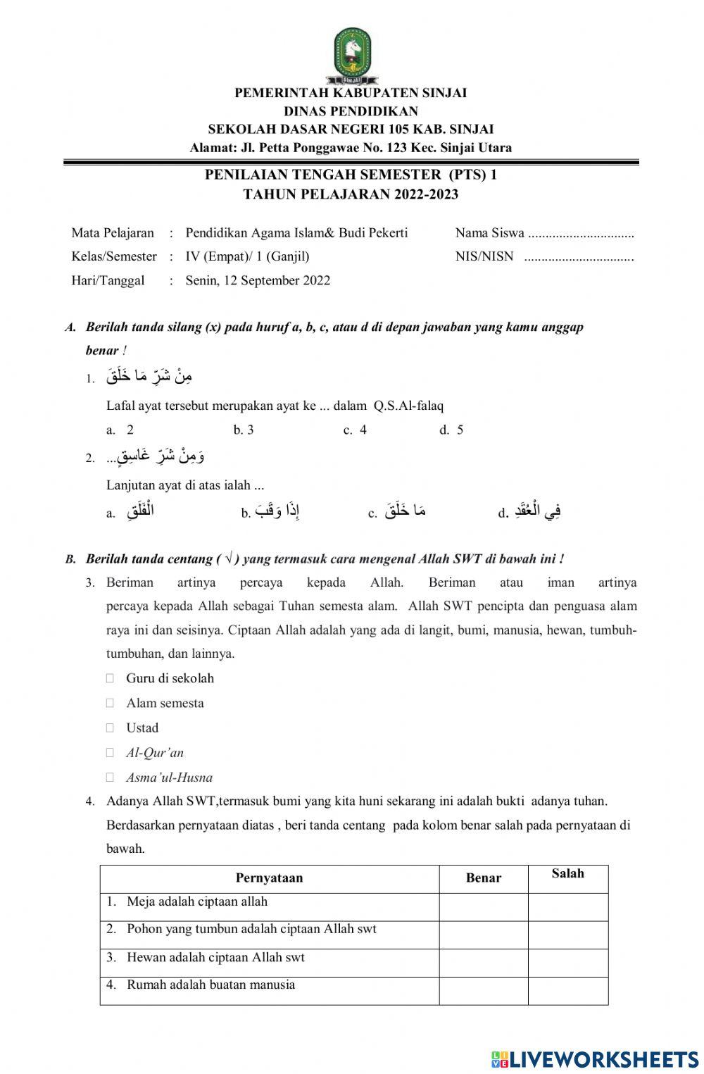 Pts agama islam sdn 105
