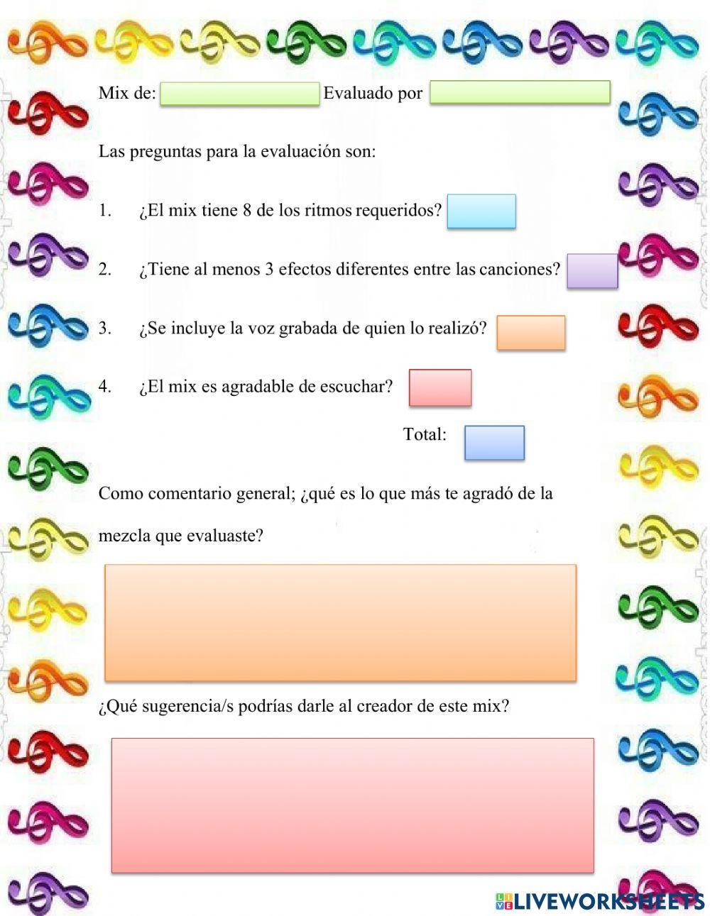 Calificar por pares Mix de Canciones