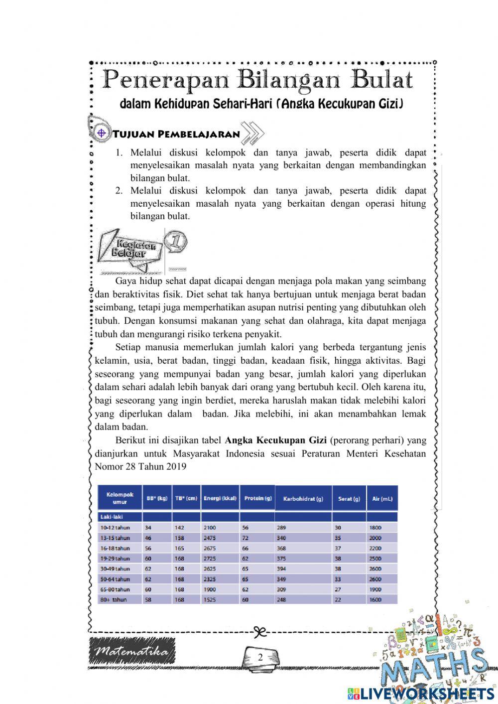 LKPD Bilangan Bilangan Bulat (AKG)