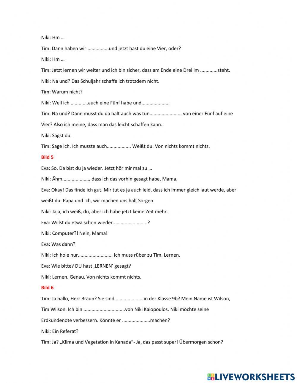 Lückentext Lek 6