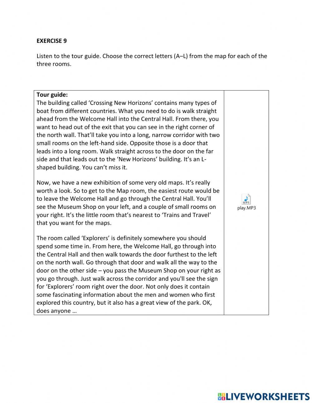 IE1, Unit 4, Listening, Exercise 9