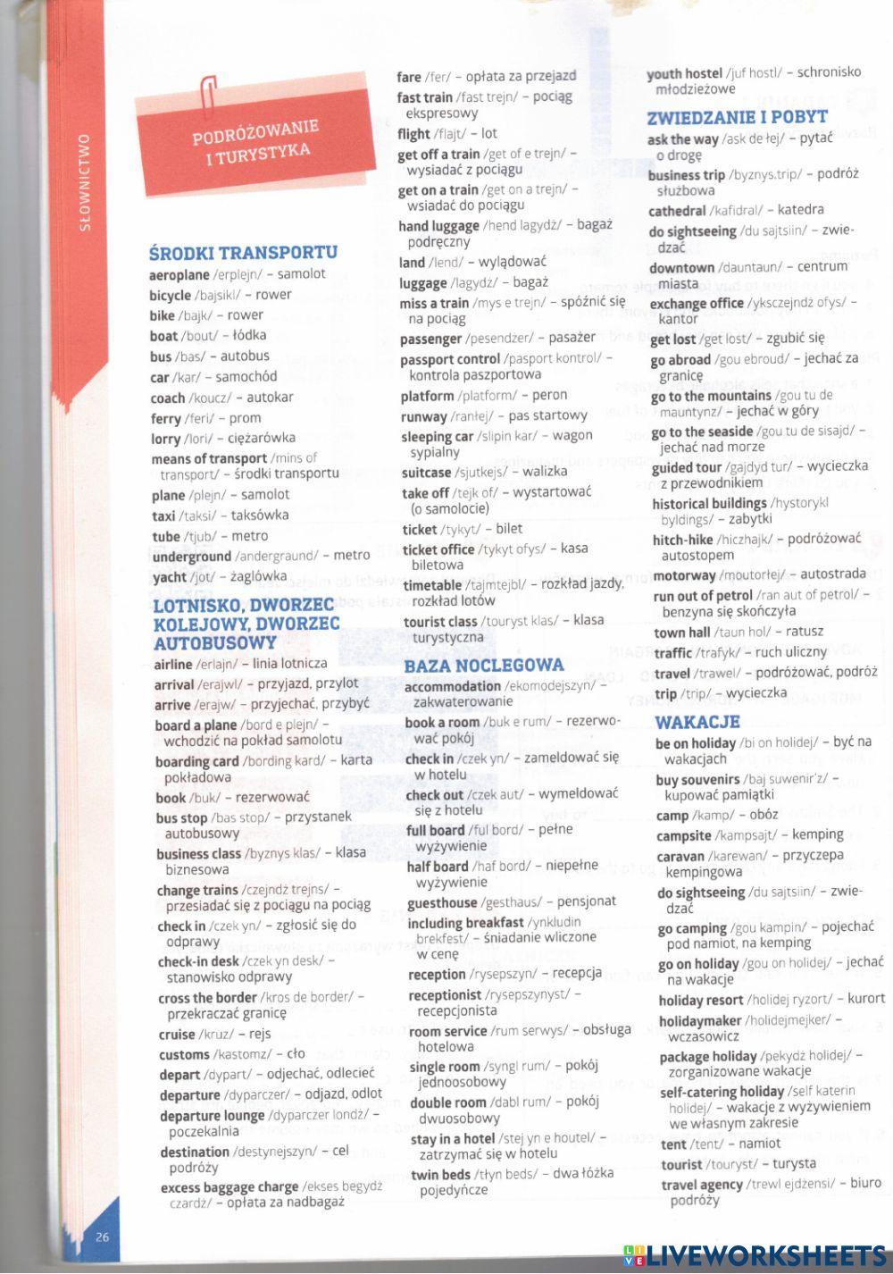 Tourism Egzamin 8 klasisty Podróżowanie i turystyka