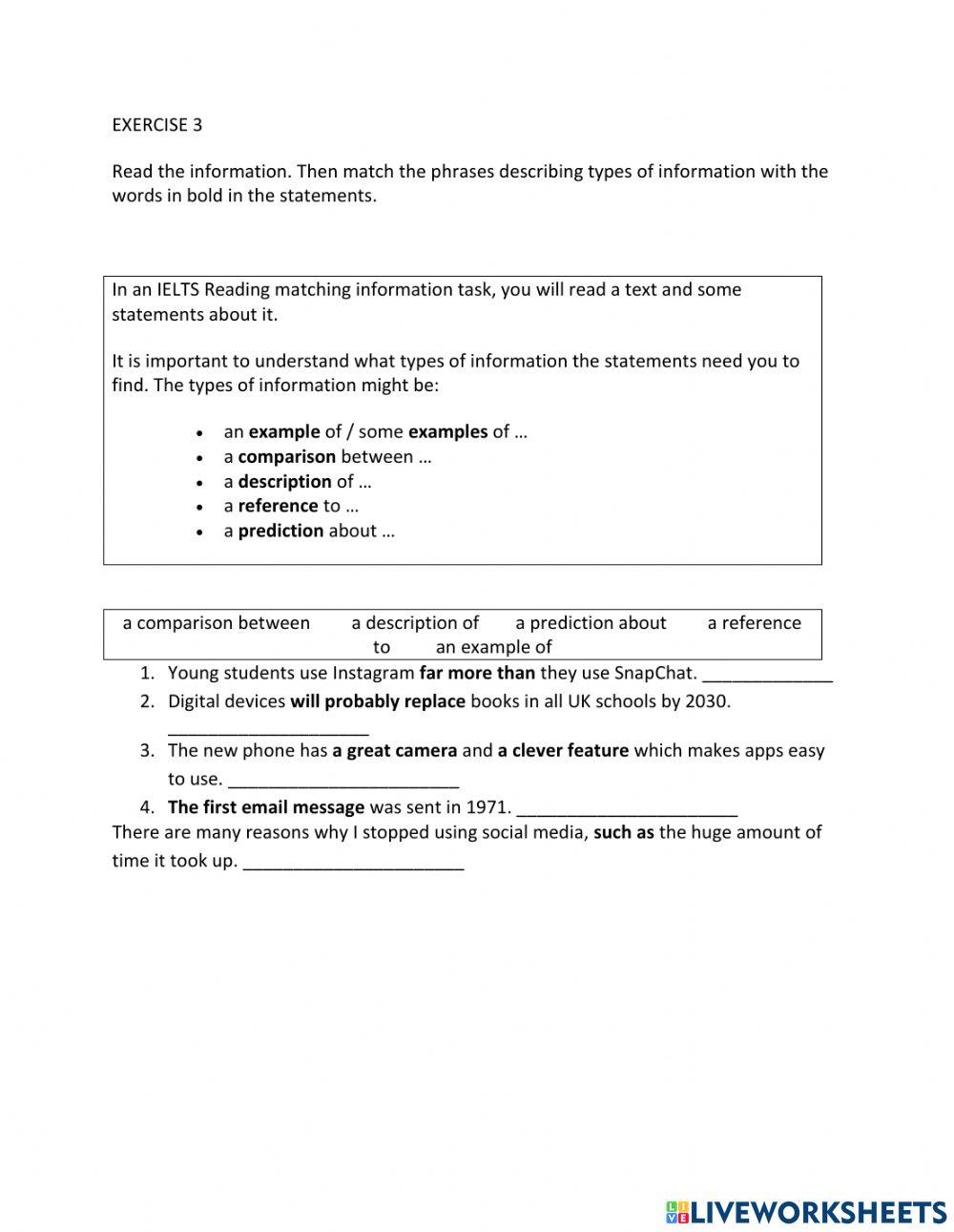 IE1, Unit 4, Reading, Exercise 3