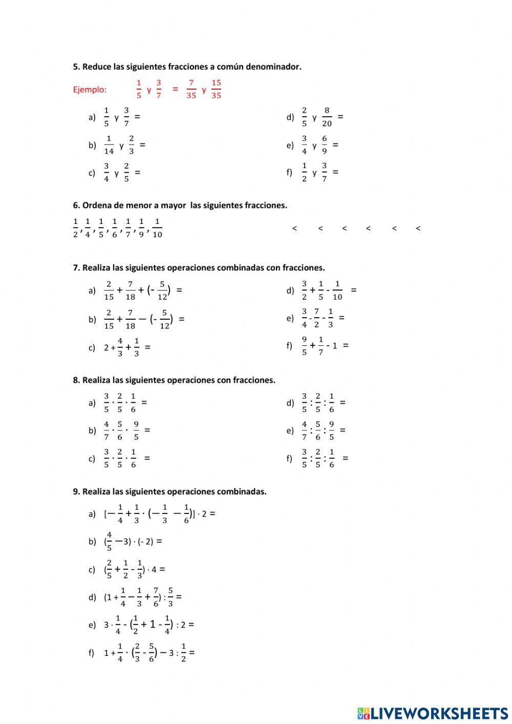 Fracciones y decimales