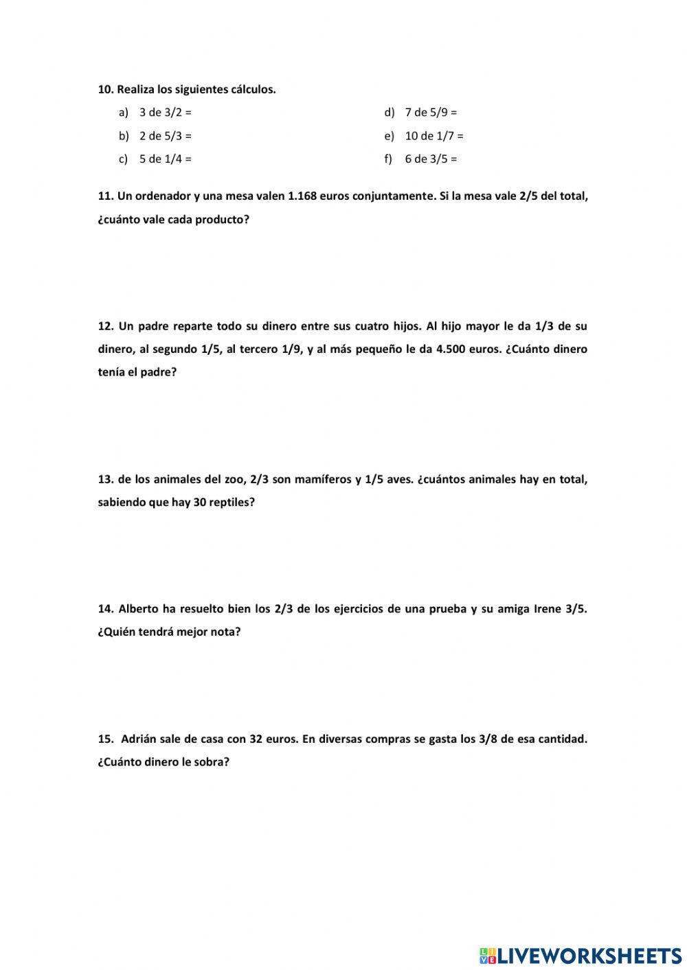 Fracciones y decimales