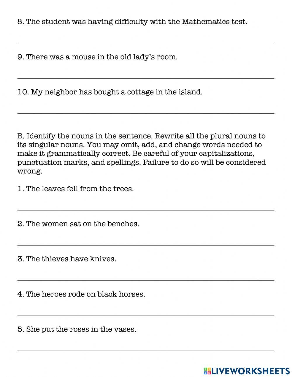 Lang6-Q1-L1 - Plural of Nouns (Quiz 1 Remedial)