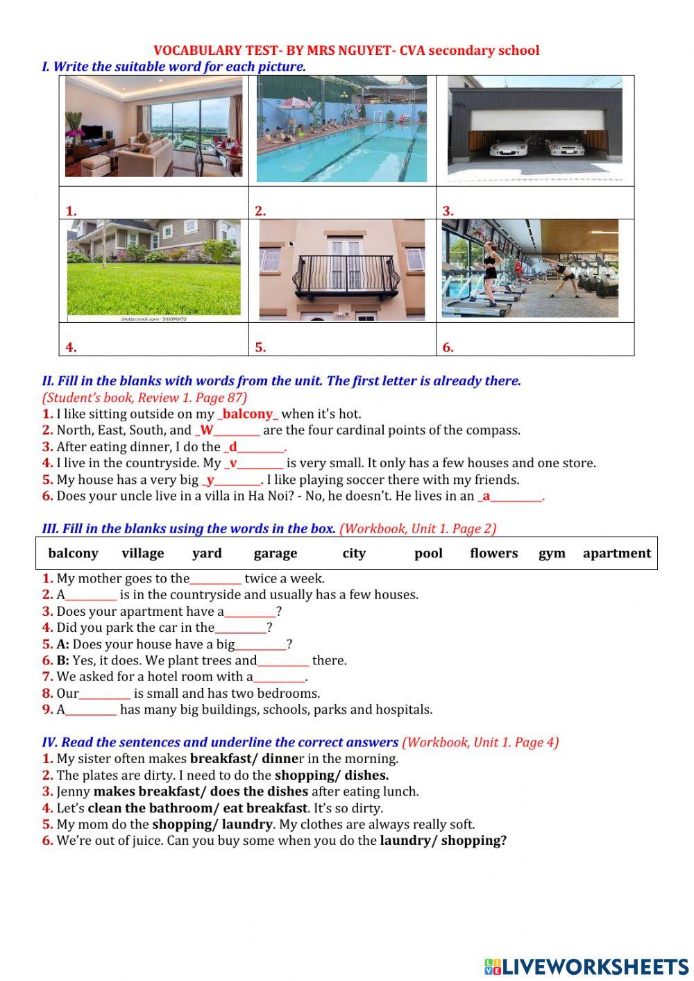 E6-U1- Vocabulary test